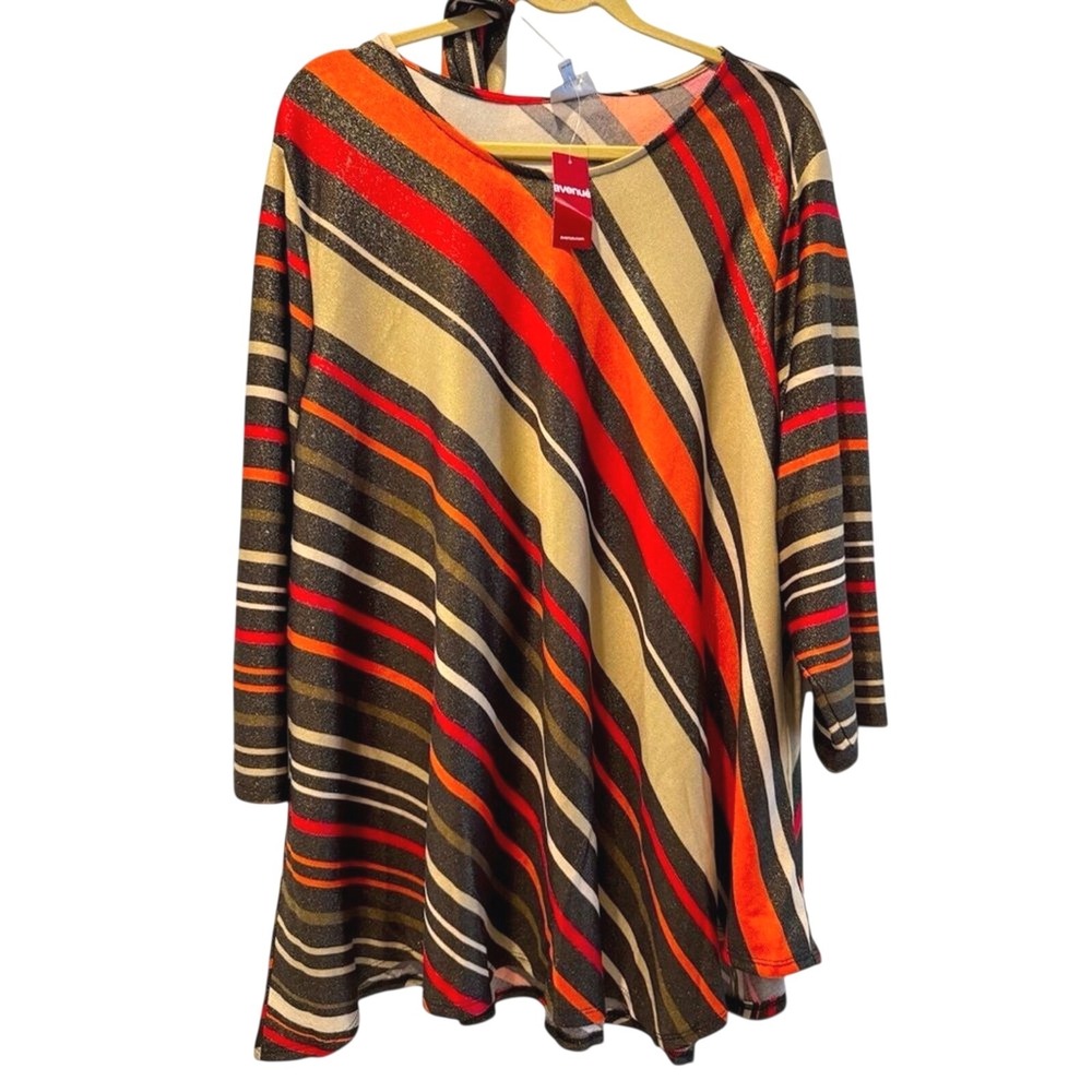 Avenue NWT Tunic Top Multicolor Metallic Striped Shimmer Plus Size Womens 26/28